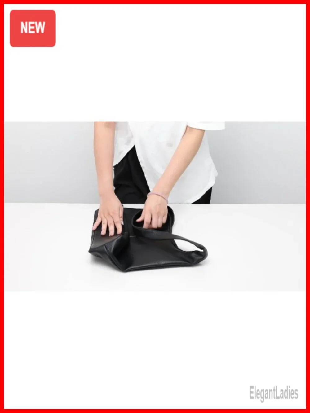 Soft Lychee PU Leather Slouchy Hobo Bag Shoulder Tote Handbag